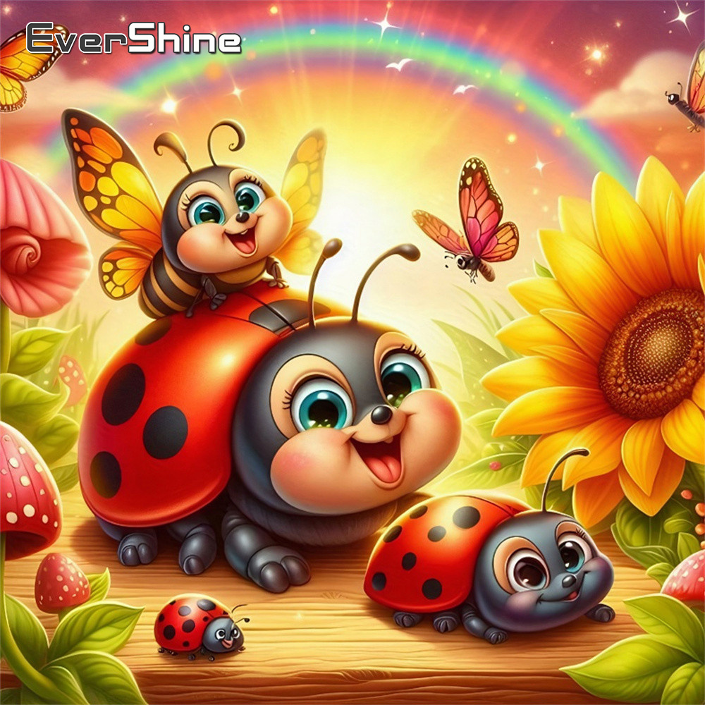 Embroidery Lady Bug - Evershine Diamant-Mosaik Marienkäfer Tier Voll-Drill Quadratische