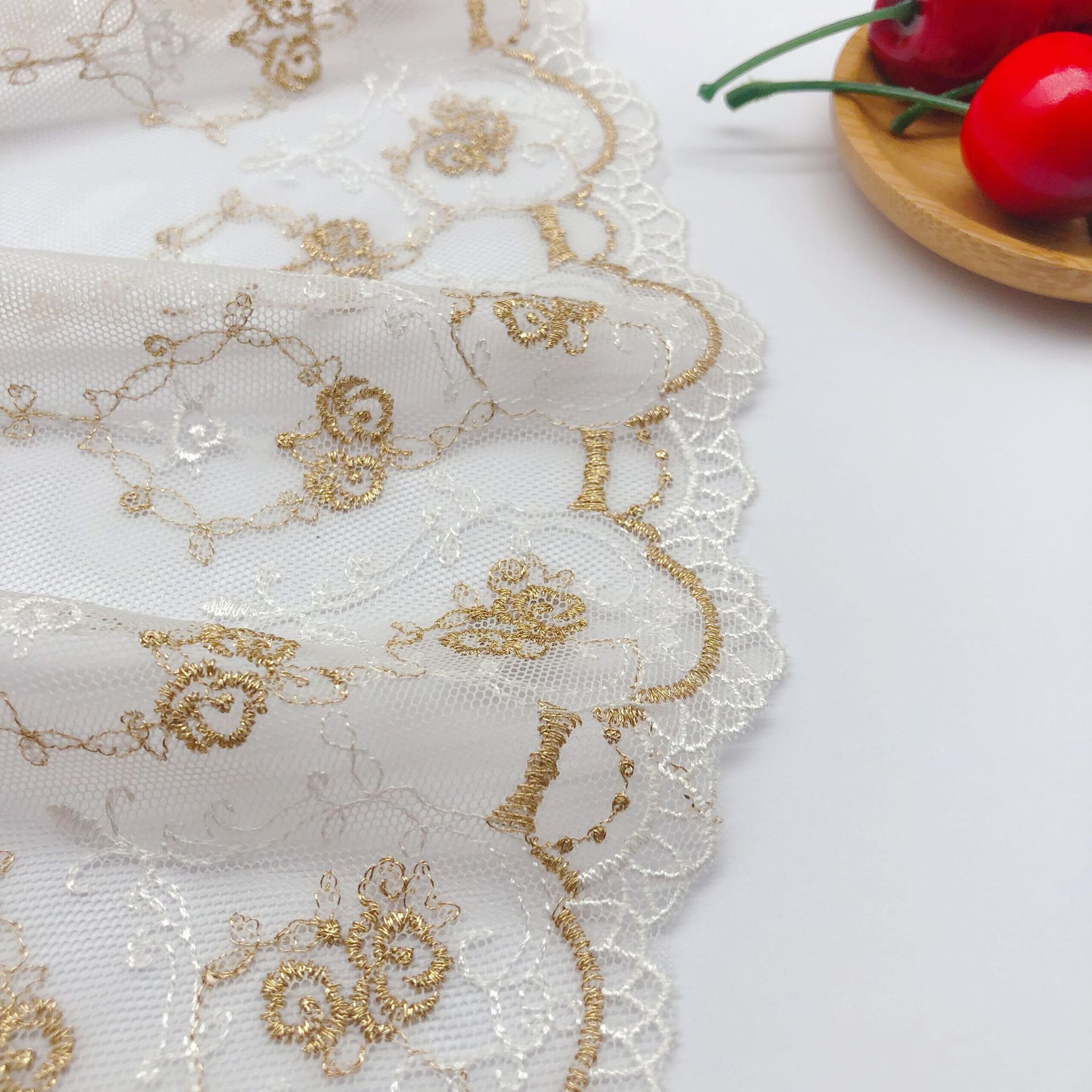 Embroidery Rose - 16,2 CM Breite Mesh Stickerei Gold