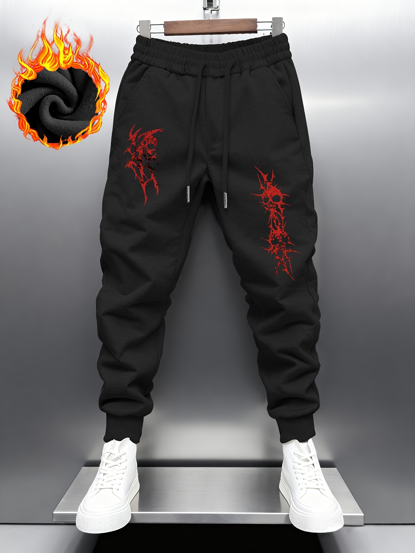 Embroidery Online - Dicke, mit Fleece gefütterte, schwarze Herren-Jogginghose