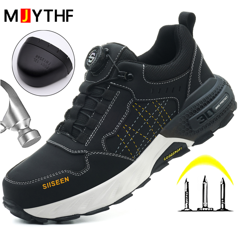 Embroidery Garments - Schwarze Leder-Sicherheitsschuhe, Sicherheitsstiefel für Herren, Sicherheitsschutz,