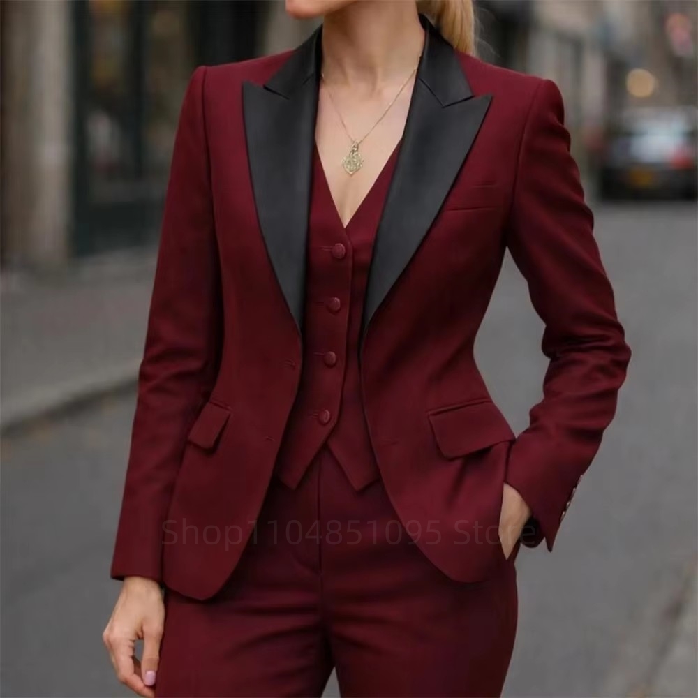 Embroidery Online - Modische Damenanzüge Blazer Hochwertiges 3-Teiliges Set