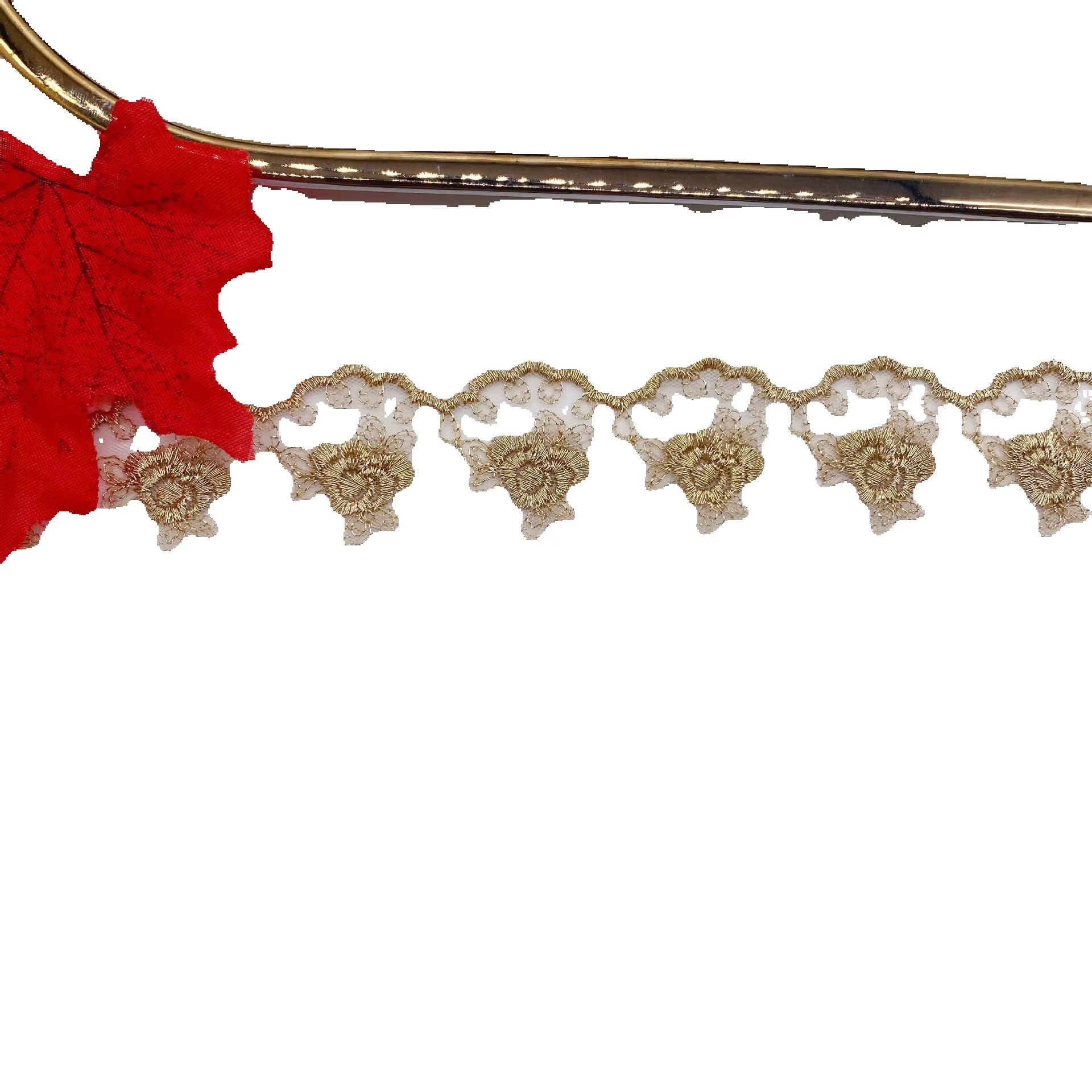 Embroidery Rose - Goldfaden-Stickerei, Rosenblüten-Mesh-Spitze, DIY-Stoff, Hochzeit, handgefertigte Unterwäsche,