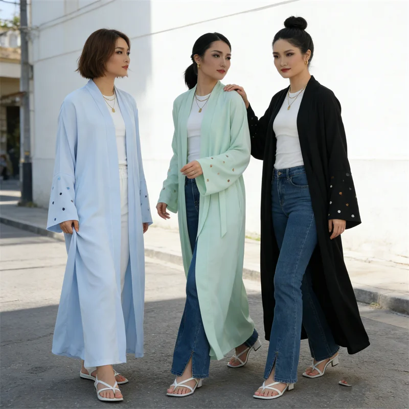 Embroidery Kebaya - Eid Herz-Stickerei Langes Gewand Dubai Abaya