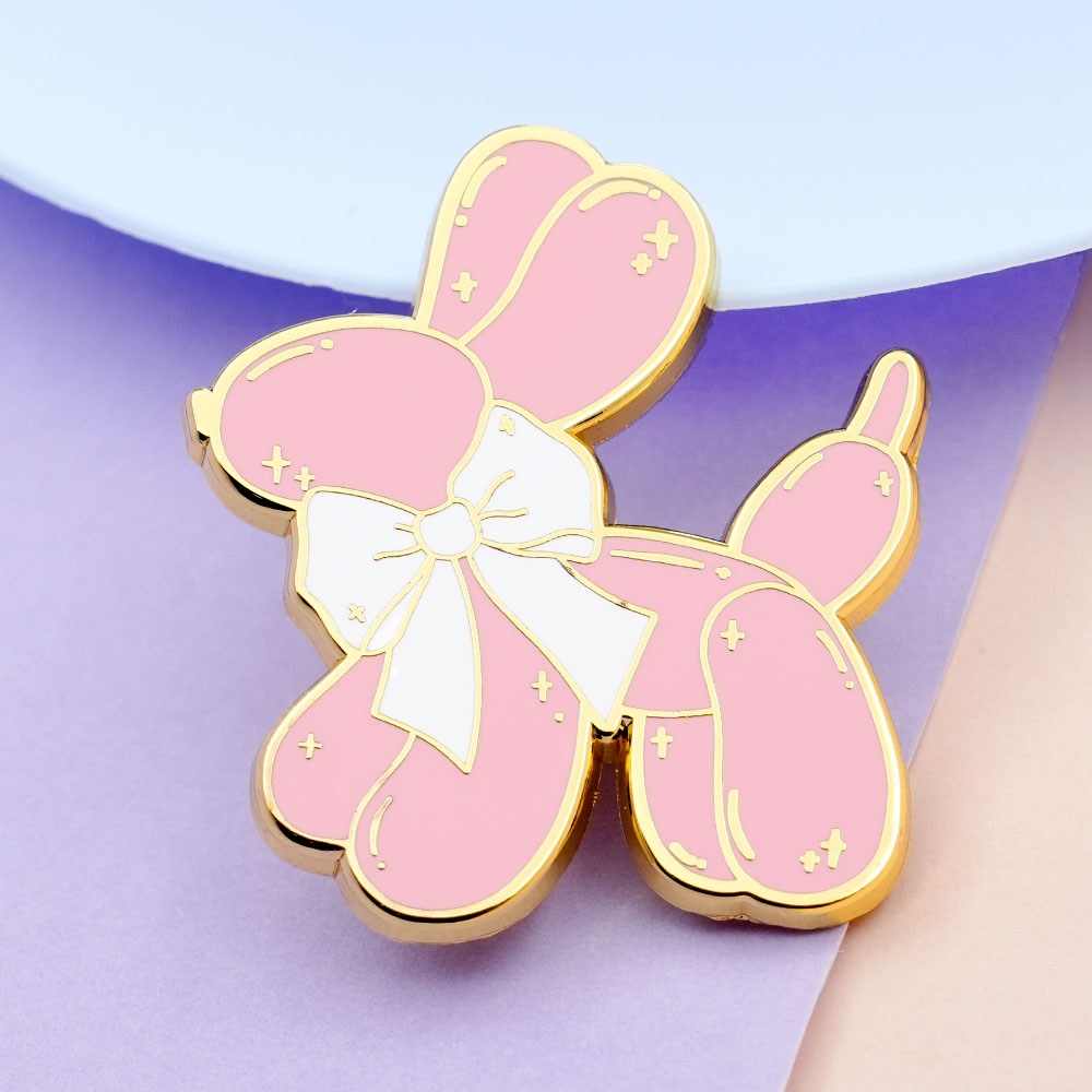 Embroidery Bali - Rosa Ballon Hund Emaille Pin Niedlicher