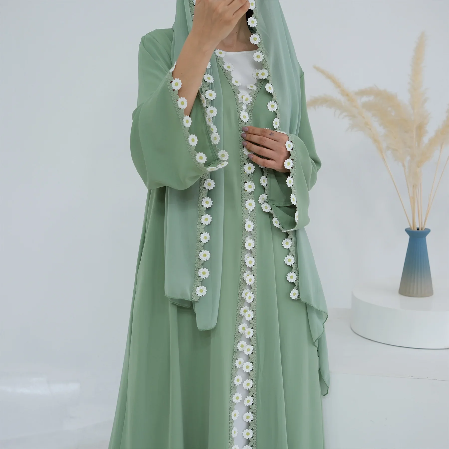 Blumen-Dubai-Abayas Türkei Kaf – Embroidery Kebaya Bewertung und Preis