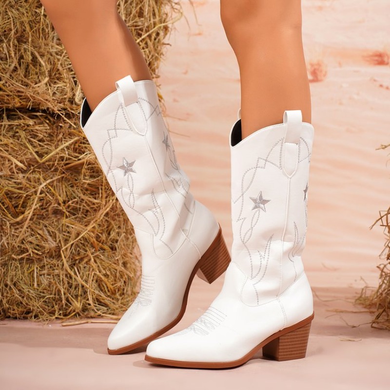 Damenstiefel, mittelhoher Scha – Embroidery Online Bewertung und Preis