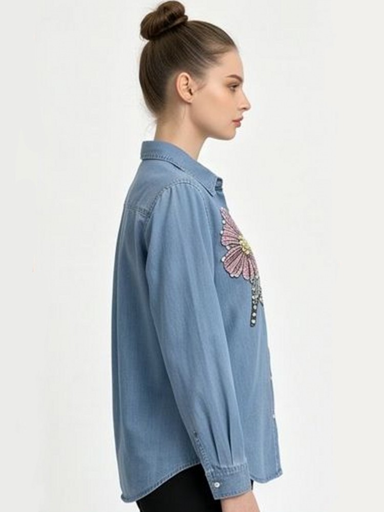 Damen Jeans-Stickerei-Blusen F – Embroidery Cotton Shirt Bewertung und Preis