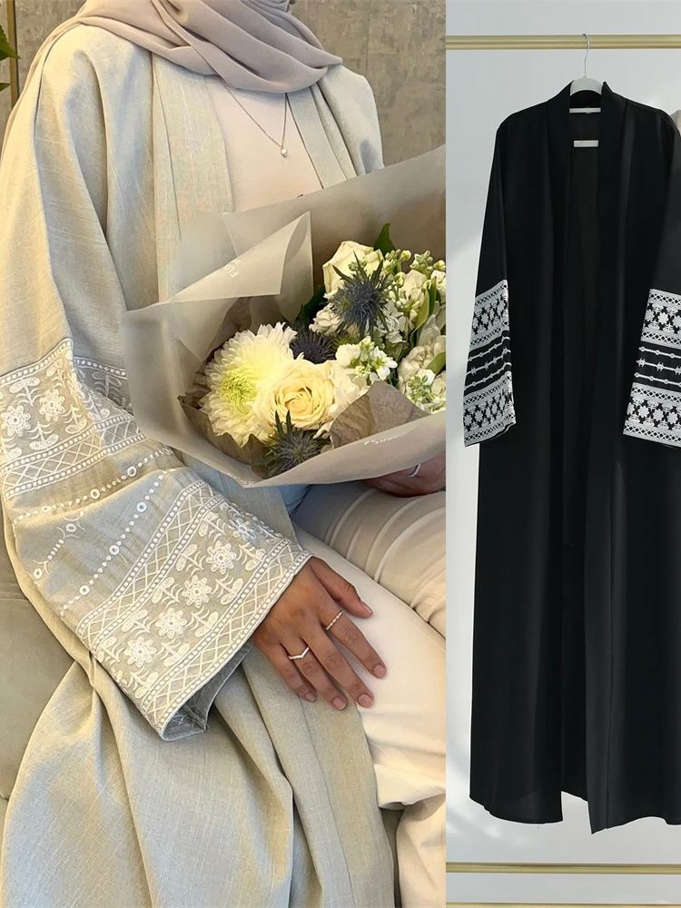 Ramadan Eid Schwarz Offenen Ki – Embroidery Kebaya Bewertung und Preis