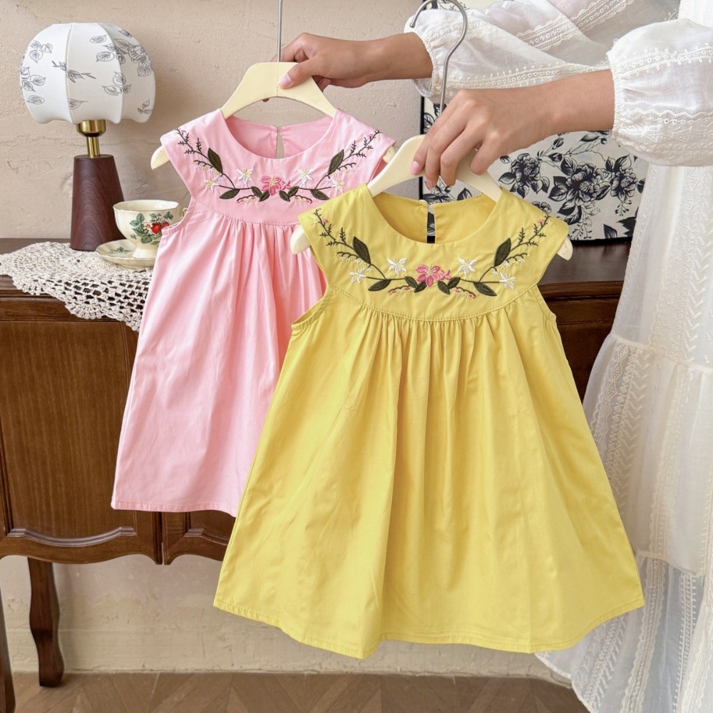 2-7 Jahre Alte Mädchen Sommerk – Embroidery Yellow Dress Bewertung und Preis